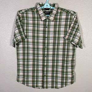 Marmot Shirt Mens Large Green Button Up Outdoor Hiking Camp Short Sleeve‎ Plaid